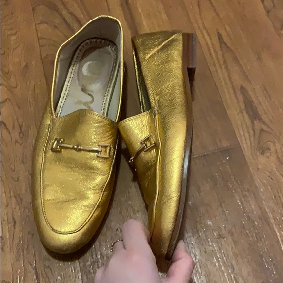 Sam Edelman metallic gold loafer w buckle size 8.5 - Picture 4 of 8
